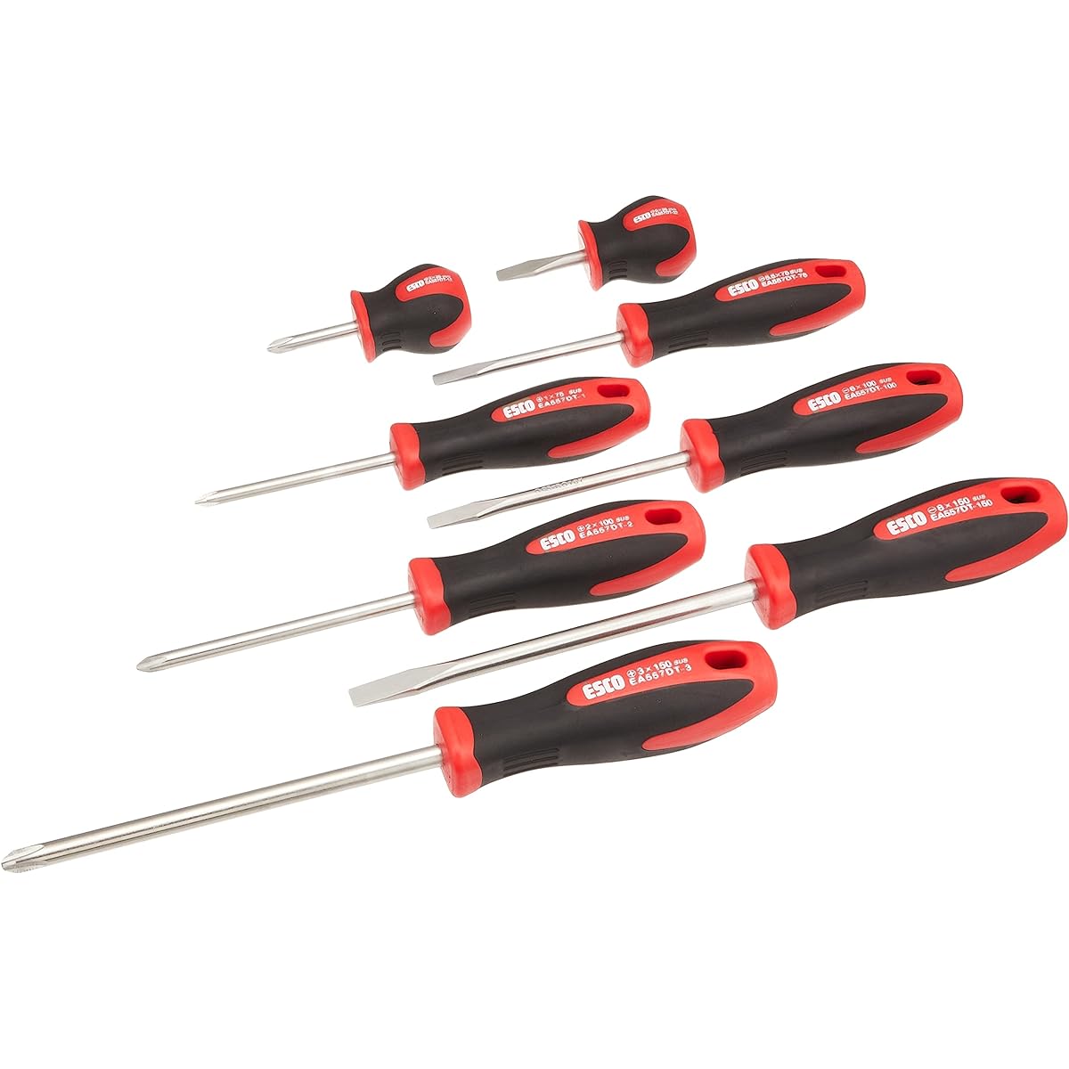 Esco 8 piece screwdriver set (stainless steel/with case) EA557DS-800A
