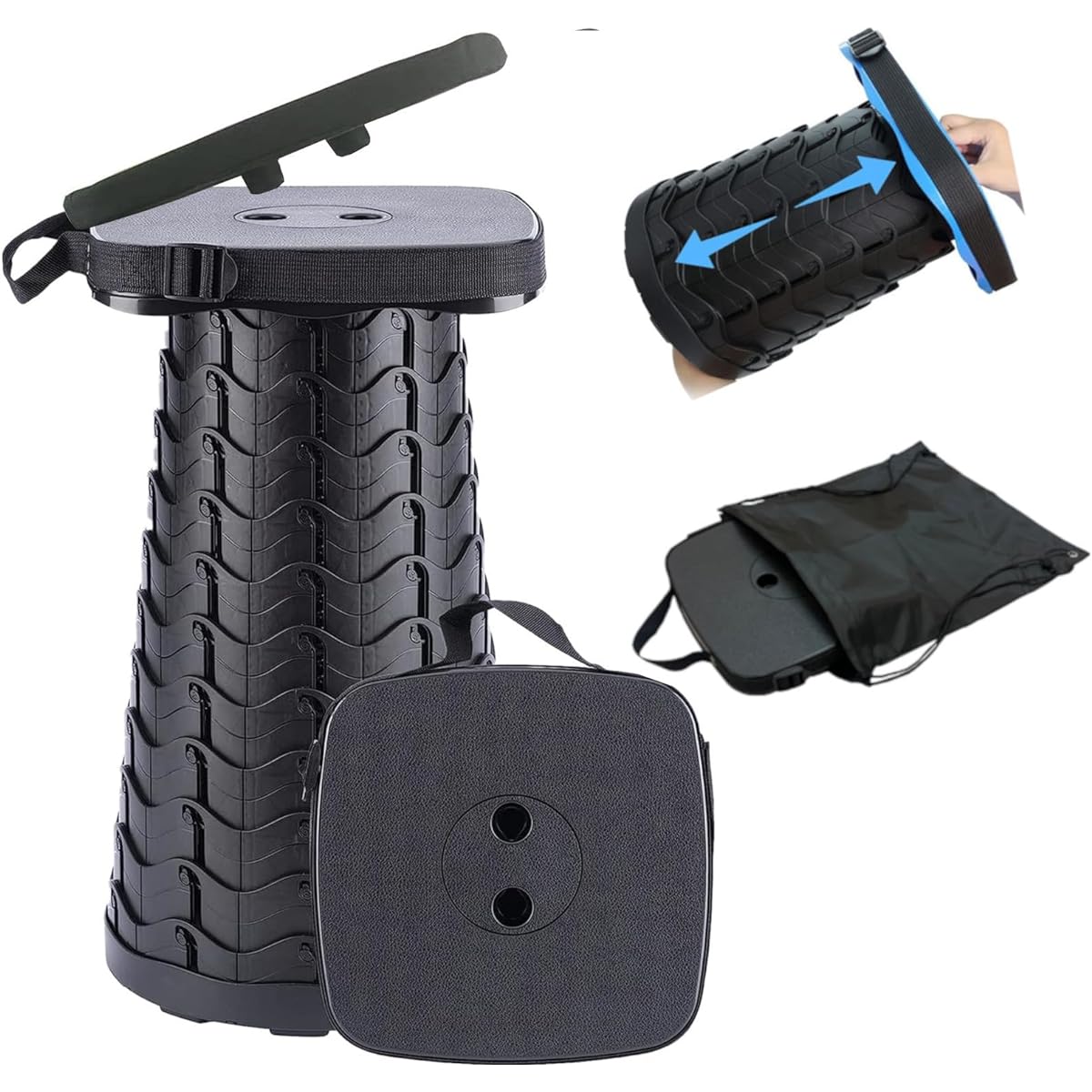 LXYANG Folding Chair, Camping Chair, Outdoor Chair, Telescopic Stool, Cushioned, Portable, Lightweight, Open and Close in 1 Second, Load Capacity 464.4 lbs (220 kg), 12 Levels of Height Adjustment,