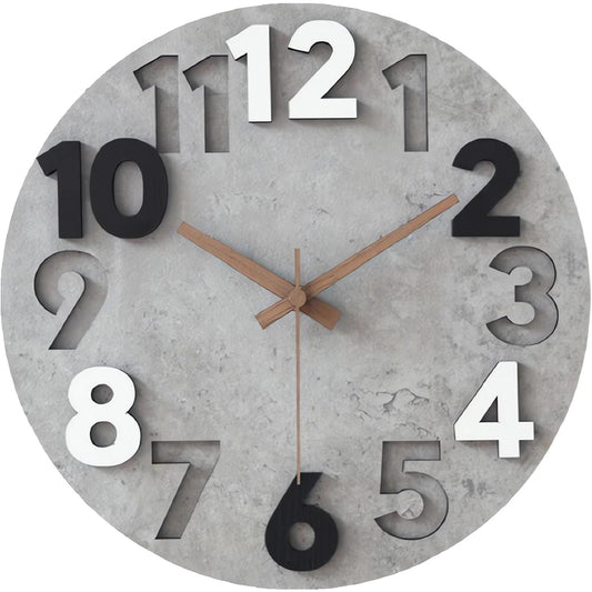 Taolenly Wall Clock, Stylish, Nordic Wall Clock, Continuous Second Hand, Quiet, 3D Numbers, Cute, Simple, Wall Clock, Interior Wall Clock, Easy to See, Room Decoration, 30CM