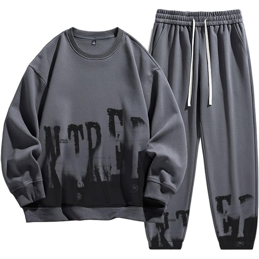 [Semo1mus] Men's Sweatshirt, Top and Bottom Set, Jersey, Top and Bottom Set, Winter, Casual, Loungewear, Sports, Stylish, Large Size, Sweatshirt, Sweatshirt, Long Pants, 2 Pieces, Autumn