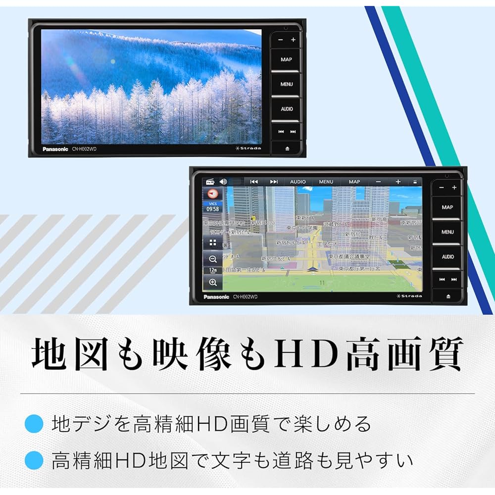 Panasonic Car Navigation Strada 7 Inch Wide CN-HE02WD Full Seg Drive Recording Cooperation Equipped with HD LCD Compatible with Nationwide City Maps Bluetooth Connection ETC2.0 Onboard Device Compatible