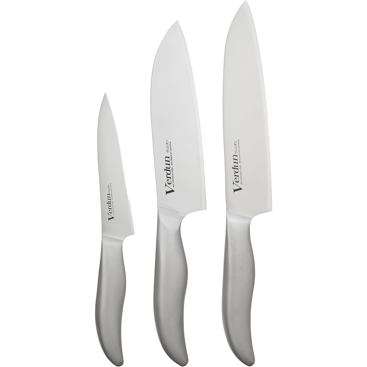 Shimomura Kougyou Made in Japan Verdun Santoku 165mm / Gyuto 180mm / Petty 125mm Knife Set of 3 Molybdenum Vanadium Steel Dishwasher Safe OVD-80 Made in Niigata Tsubame-Sanjo