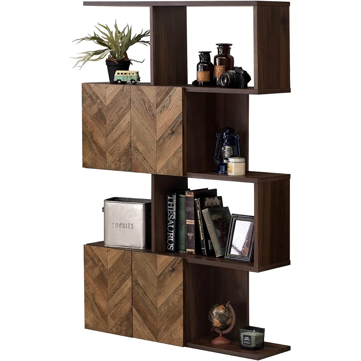 Hagihara Display Rack Bookshelf with Door Storage Wood Grain Industrial Approx. Width 90 Depth 25.5 Height 142.5 cm 4 Tiers Book Document Rack Shelf Book Shelf RCC-1017BR 1 unit included