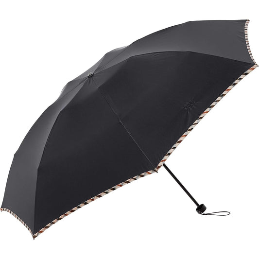 [Moonbat] DAKS Folding Umbrella, Umbrella, Plain, House Check, Logo Simple, Stylish, Men's, Gentleman's Umbrella [Made in Japan, Lightweight, Carbon Ribs] Black 21-125-10416-05 Black Rib Size: 60cm