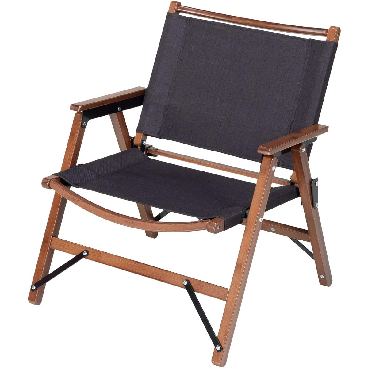 BUNDOK Low Style Chair BAMBOO <Black/Red> BD-114 Foldable Natural Material