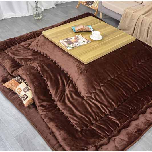 Peto-Raifu Warm Kotatsu Comforter, Thin Kotatsu Comforter, Square Flannel Kotatsu Futon, Comforter, Thin Kotatsu Comforter, Warm Kotatsu Comforter, Space Saving, Simple, Plain, Brown, 185x185cm
