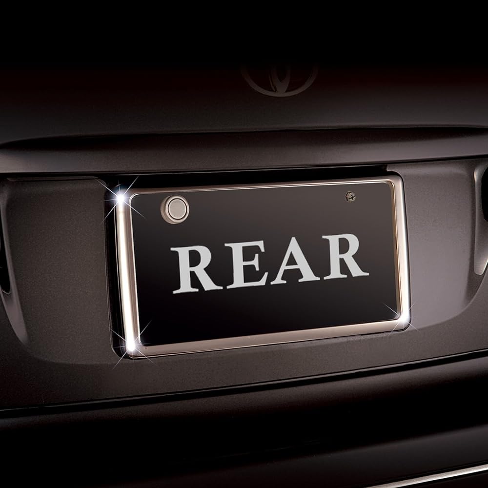 SEIWA Exterior Car Accessories License Plate Frame Front & Rear Set Metal Black (Metal) K418 Front and Rear 2 Pieces