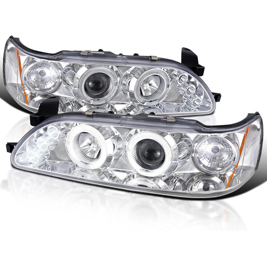 SPEC-D TUNING LED Chrome Housing Clear Lens Projector Headlight 1993-1997 Toyota Corolla Left+Right Pair Head Lamp Abr up