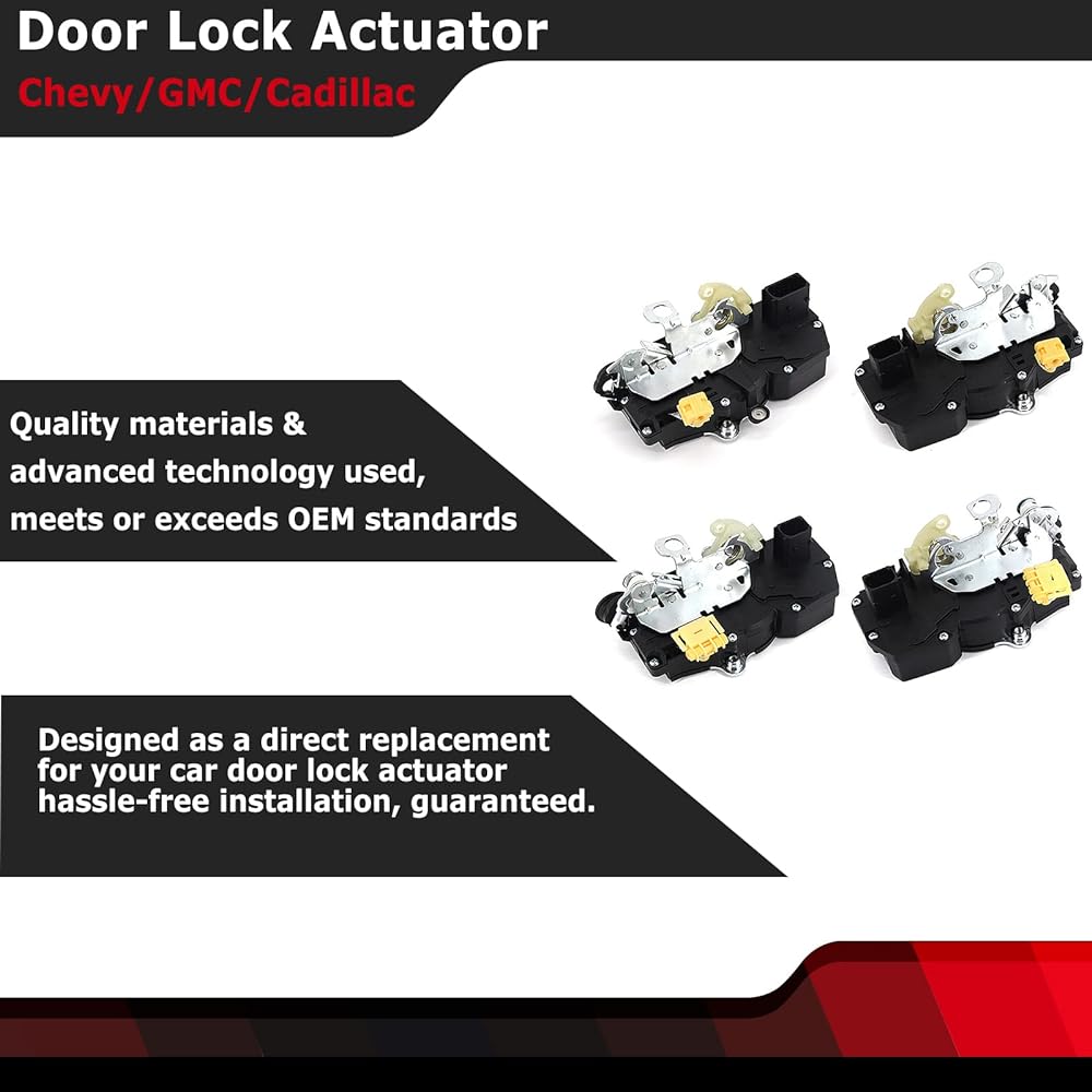 FEXON Front & Rear Driver & Passenger Seat side Door lock actua tap Chevrolet Silverd Sabarado Avan Avarado Taho GMC Sierra Ucon Cadillac Escalade 2007-2009 931-304 931-108 931-109 4 replacement 4 pieces