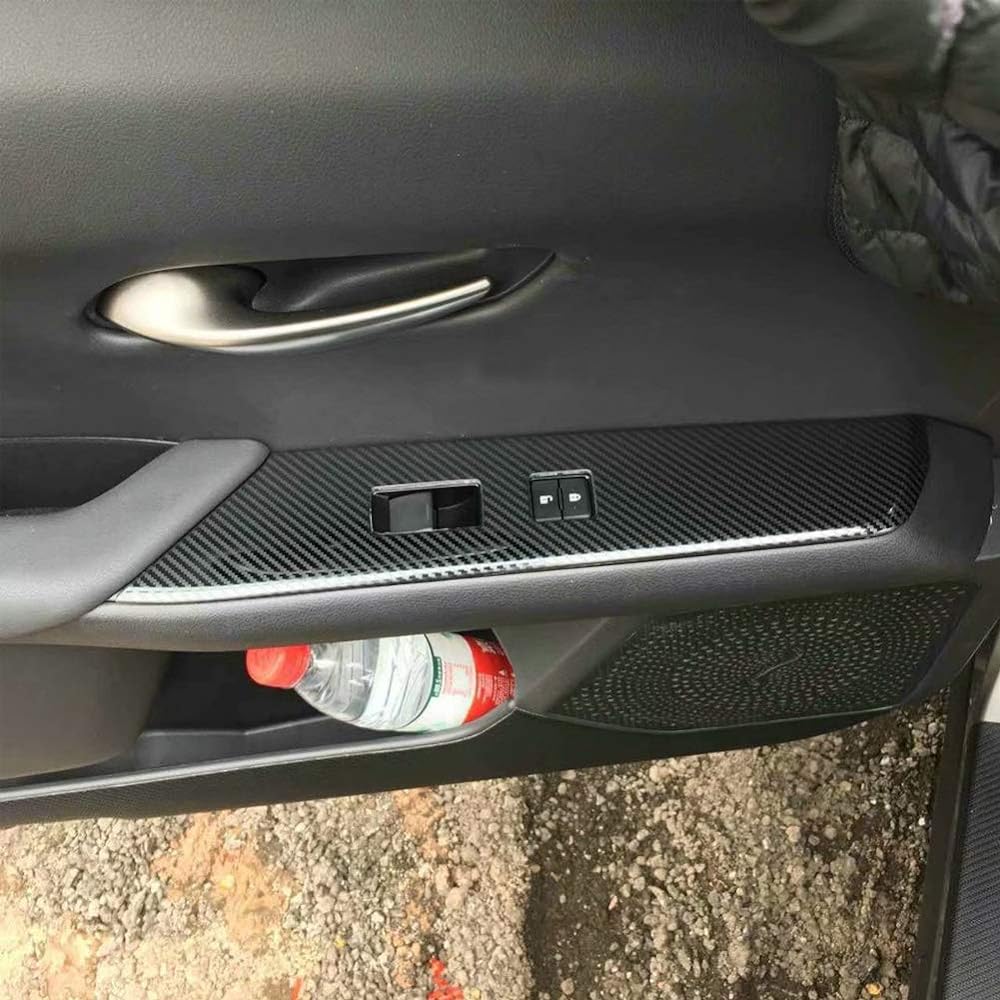 RUIQ Lexus UX 200 UX250h 10 Series Exclusive Interior Door Window Button Switch Panel Cover Garnish for Lexus UX 200 250h (Carbon Fiber Black Specification)