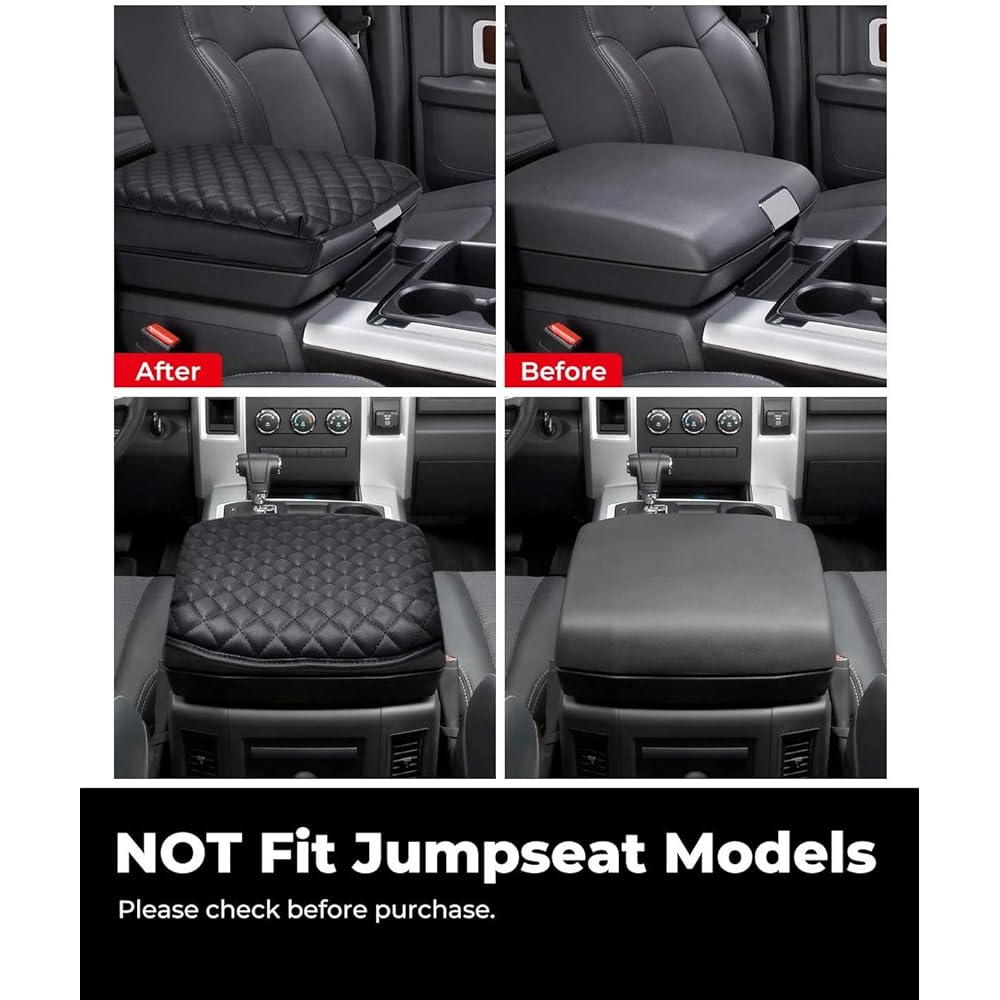ISSYAUTO Center Console Cover 2009-2018 RAM Arm Rest Cover Cushion Leather Console Armed Protector Pad