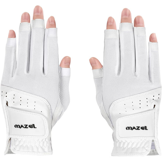 MAZEL Women's Golf Gloves for Both Hands 16~18cm Fingertip Cut Gloves