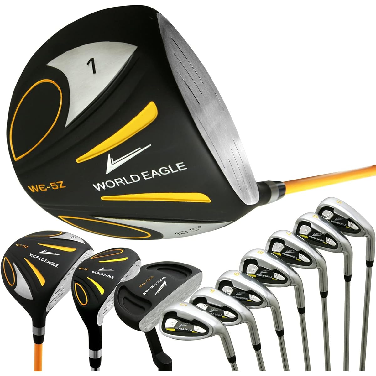 WORLD EAGLE 5Z-Black Club Set 11 Pieces Bag: Not Included Beginner