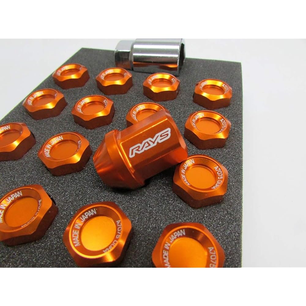 [RAYS] Duralumin Lock & Nut Set for L32 5H M12X1.25 Orange Anodized 74020001110OR