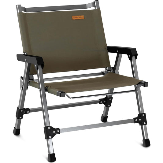 PYKES PEAK Outdoor Chair Low Type Camping Chair Compact Folding Easy Lightweight Armrest CH-05 [LOW TYPE/OLIVE]