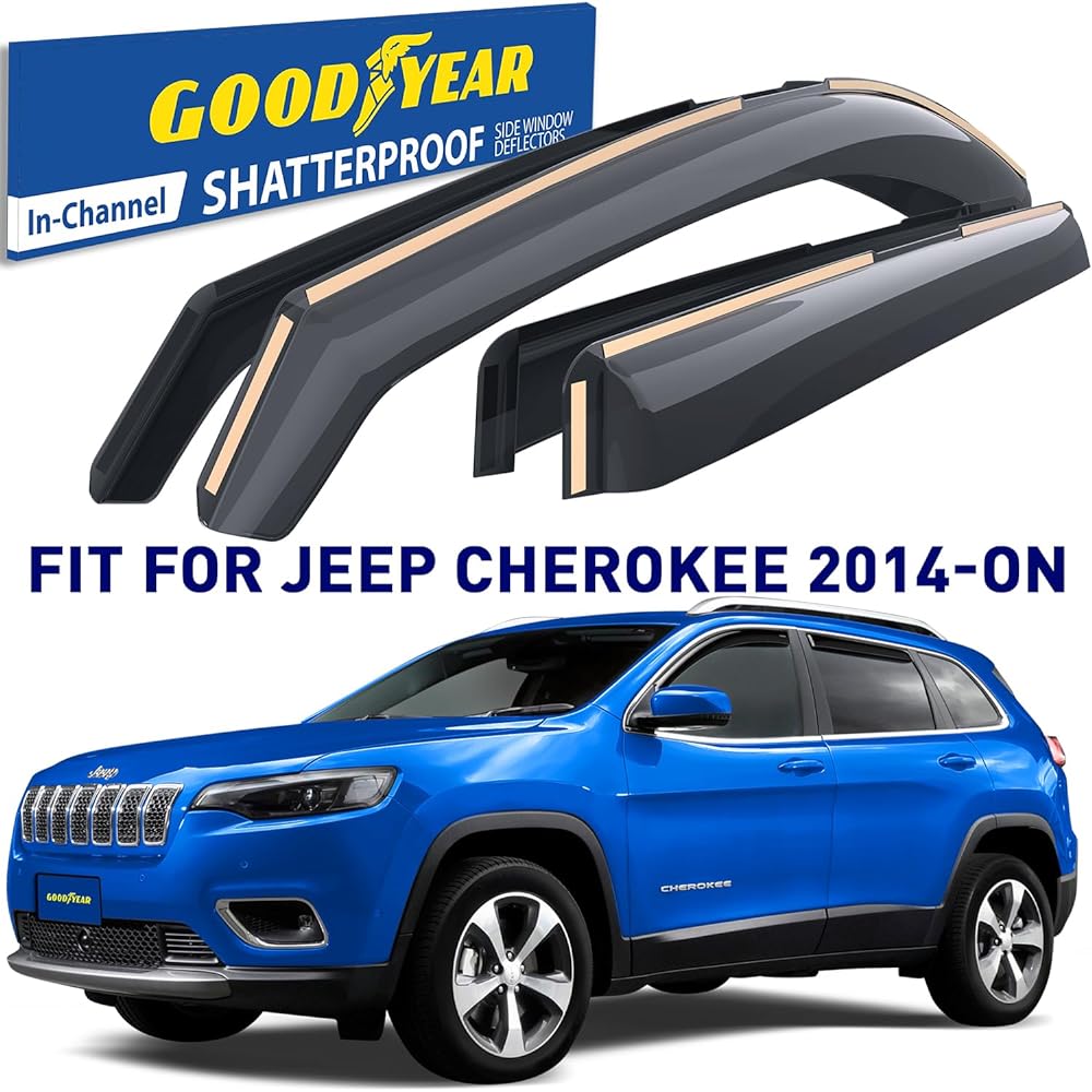 GOODYEAR (Goodyear) GY003427 Window Dy Frector Jeep Cheroke 2014-2023 Window Vizer Car Accessory Rain Guard Rain Guard 4 Four Deflector