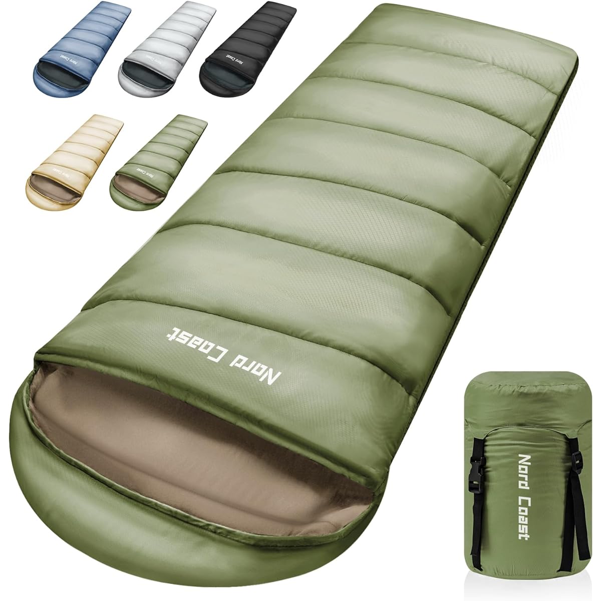 Nord Coast Sleeping Bag, -17°C Cold Resistant, Sleeping Bag, Winter Use, 230T Waterproof, High Heat Retention, Anti-Bite, Thermal Muffler, Windshield Tube, Washable, Compact, Envelope Type, Outdoor, Camping, Mountain Climbing, Sleeping in the Car, Office