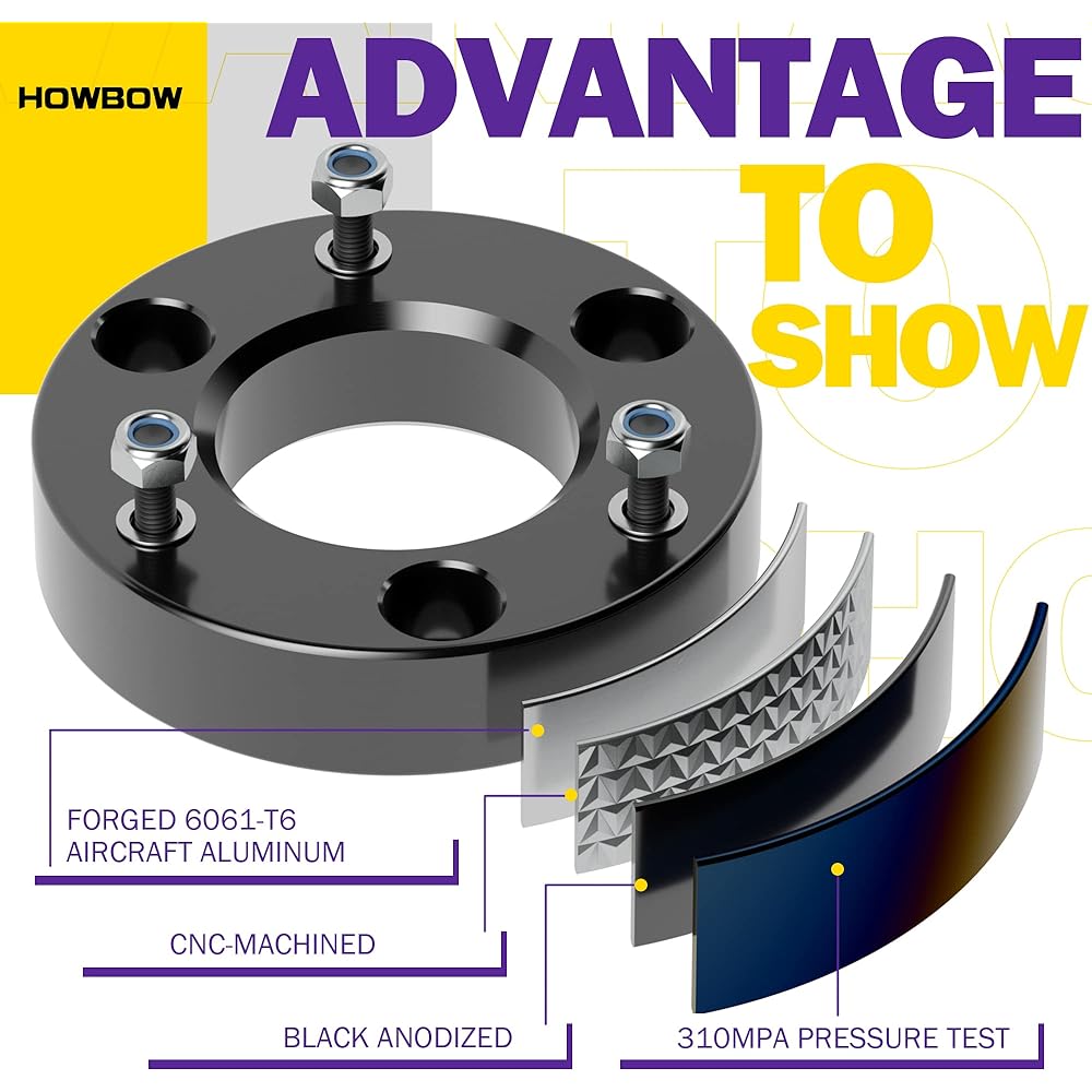 F150 2-inch leveling lift kit 2 inch front suspension lift kit forged strut spacer 2004-2023 Ford F150 2WD 4WD 4WD Expedition Mark LT 6061-T6 Aluminum level kit 2WD 4WD 4WD CNC Machine Alumite Black