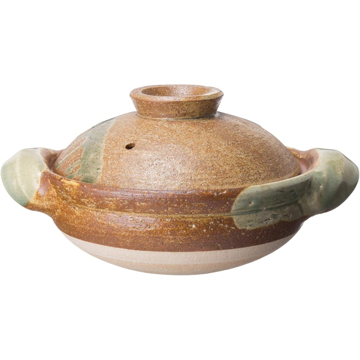 Hasenen Earthenware pot, small 20.5 cm, 750 ml, for one person, for two, for open fire only, Iga glaze, brown, Iga ware, made in Japan, NI-21