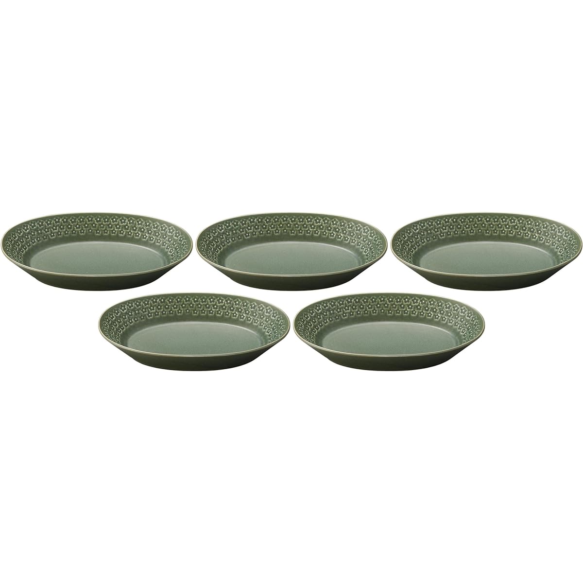 Set of 5 Flower stamps (green) Oval pot [26.5×17×4.7cm] | Large pot