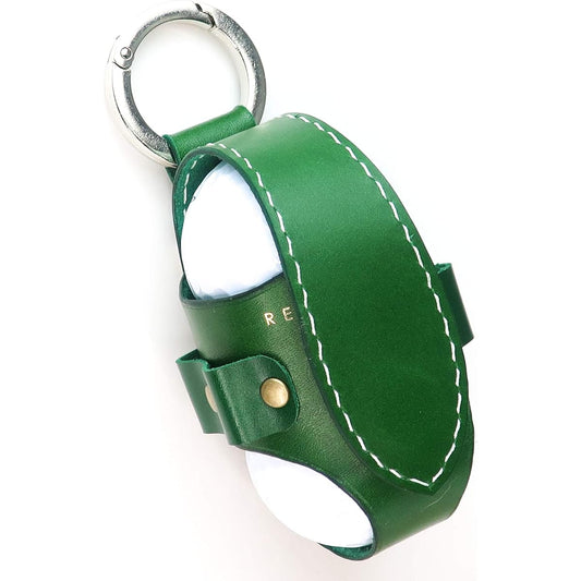 Golf Ball Case Holder Pouch Ball Holder Leather Genuine Leather Made in Japan REBOOT GOLF (Green)