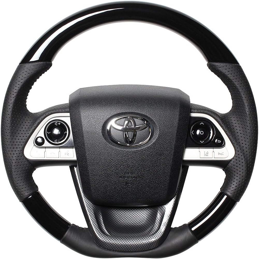 [Set] REAL Steering [Prius (50 series)/Prius PHV (50 series)/MIRAI] Original series piano black + under pad black carbon print 50-PBW-BK-PAD-BKT