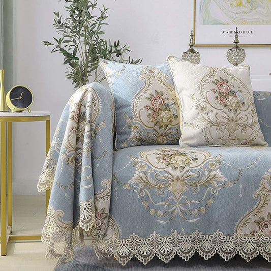 X&F Sofa Cover, 2 Seater, With Arms, No Arms, Sofa Cover, Court Style, Stylish, Multi-Cover, Multifunctional, Washable, Rectangular, Foldable, New Life in the Living Room (Blue, 2 Seater)