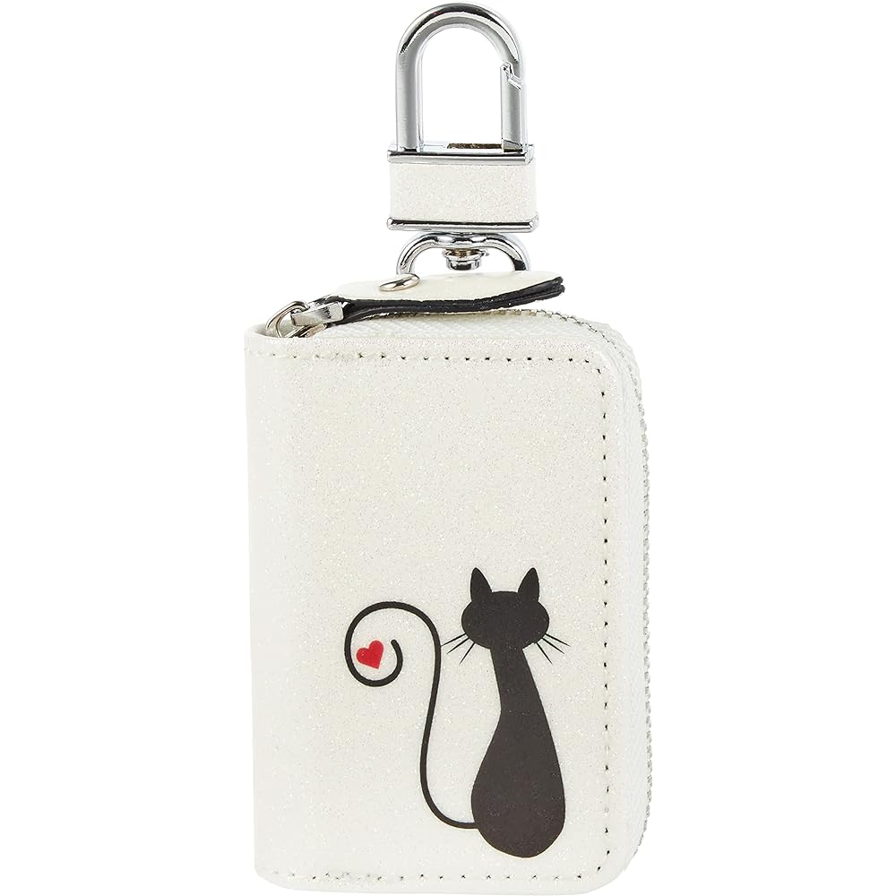 [AWESOME] Heart Cat Design White Lame Smart Key Case Design B ASK-HCAT02