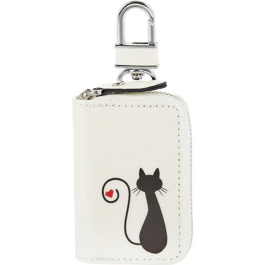 [AWESOME] Heart Cat Design White Lame Smart Key Case Design B ASK-HCAT02