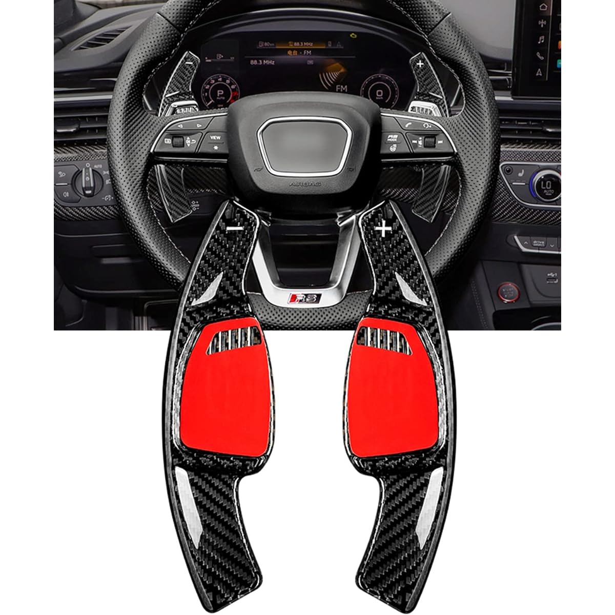 For Audi RS 5 Paddle Shift Cover Shift RS 7 Paddle Extension Real Carbon RS 5 Paddle Shift Cover For Audi Paddle Shift Extension 21 Year New Audi RS 5, RS 7 (Black, For Audi D)