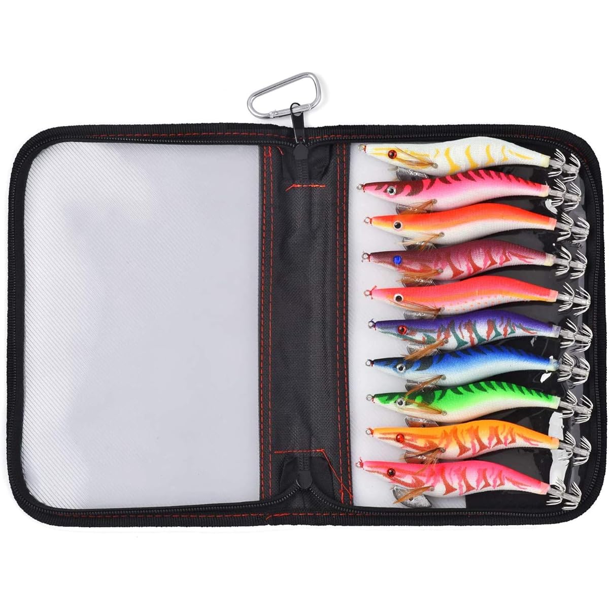 Egi Set Egi Squid Fishing Lure Luminous Float Sute Eging Set Whole Body Luminous Needle Tip Luminous No. 3.5 Bomber Hook with Case Set of 10 Latest Model