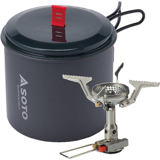 [SOTO] Single Burner (Made in Japan) Aluminum Pot 5 Piece Set Lightweight Compact Storage Case Included OD Can Solo Climbing Camping Amica Spot Combo SOD-320PC