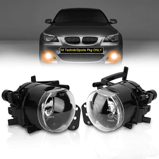 TANGMIGE Fog Light Lamp 2004-2010 BMW 5 Series (E60 E61, 525I 528XI 528xi 530XI 535XI 535XI 535Xi 550I 550I 550I 550i) For M-PACKAGE/TECHNIK Sport Package Bumper Model Exclusive, 1 Pair, Clear Lens