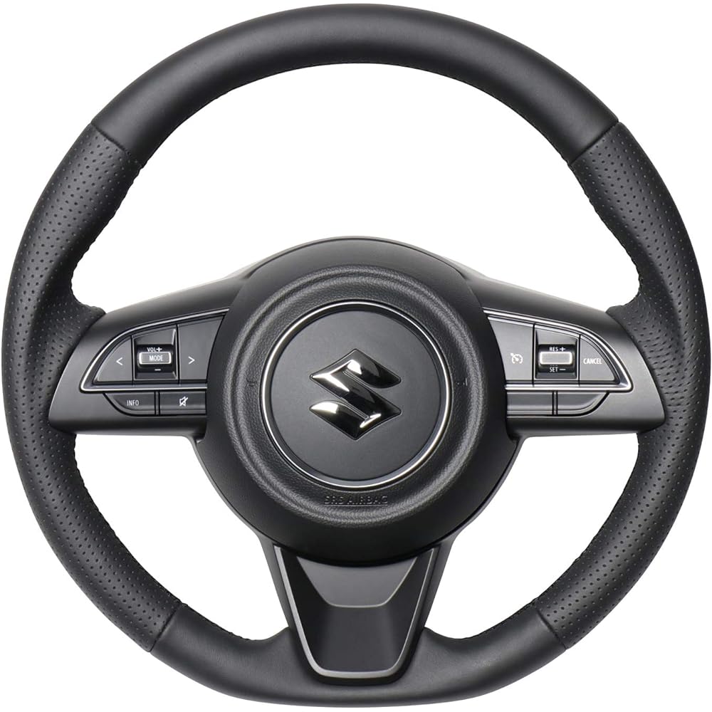 REAL Steering [Jimny (JB64W)/Jimny Sierra (JB74W)] All leather (black euro stitch) SZB-LPB-BK