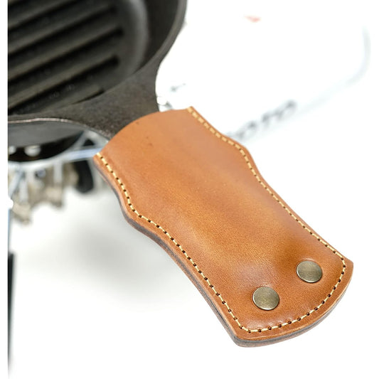 (Leather Chaya) Skillet Handle Cover Case Lodge Nitori Captain Stag Camping Outdoor Climbing Genuine Leather Leather Italian Leather Made in Japan (Camel/Extra Thick 3mm Leather)