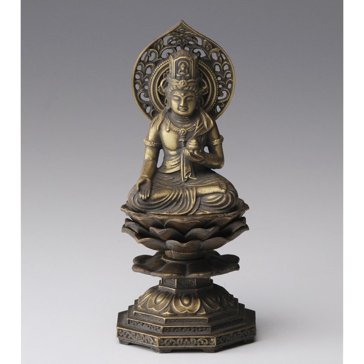 Buddha statue Kokuzo Bodhisattva 15cm (old gold finish) Buddhist sculptor: Hideun Makita Original model ___ (born in the Year of the Ox and the Tiger) Zodiac Guardian Principal Image Takaoka Copperware