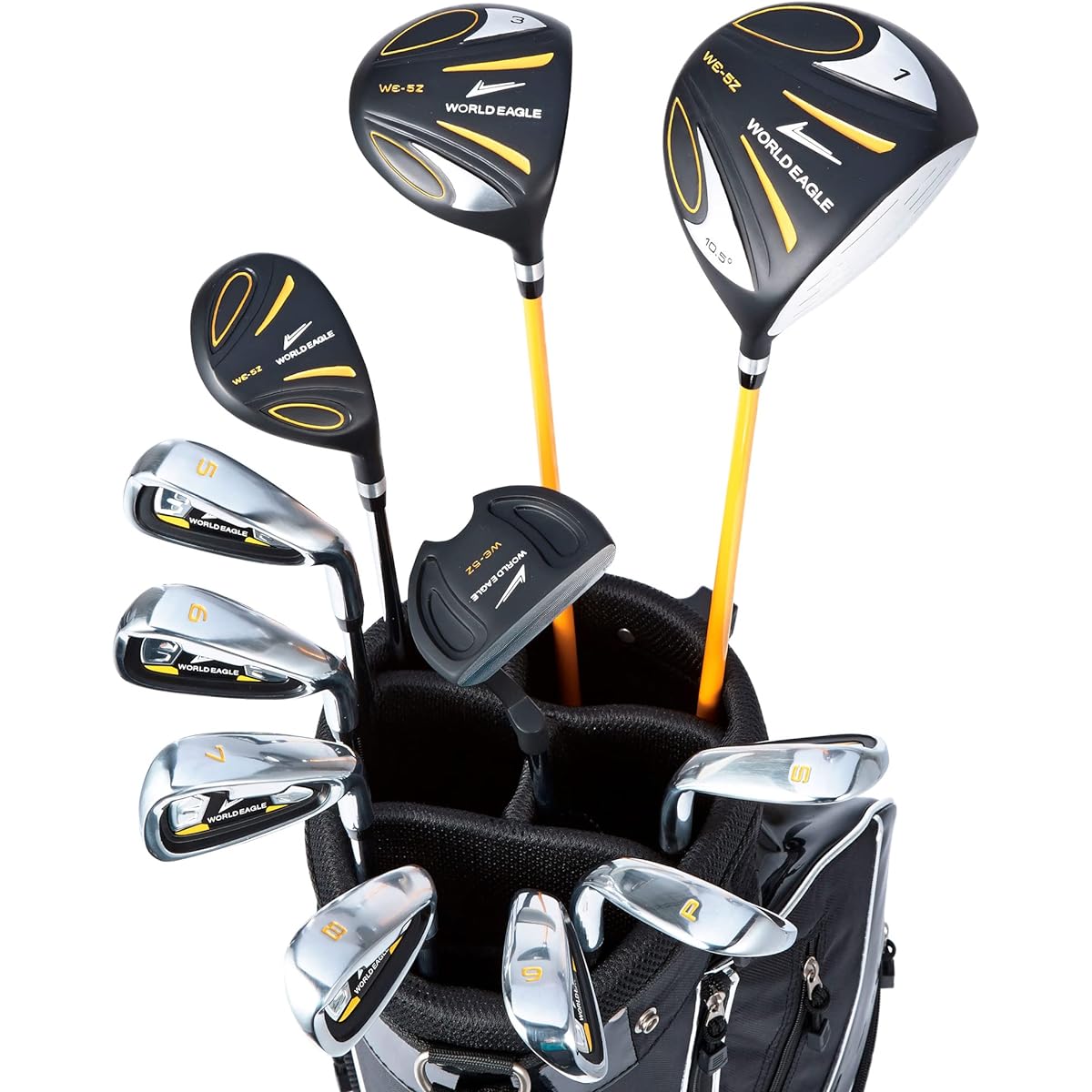 WORLD EAGLE 5Z-Black Men's Golf Club Set 11 Pieces Selectable Stand Bag Beginner