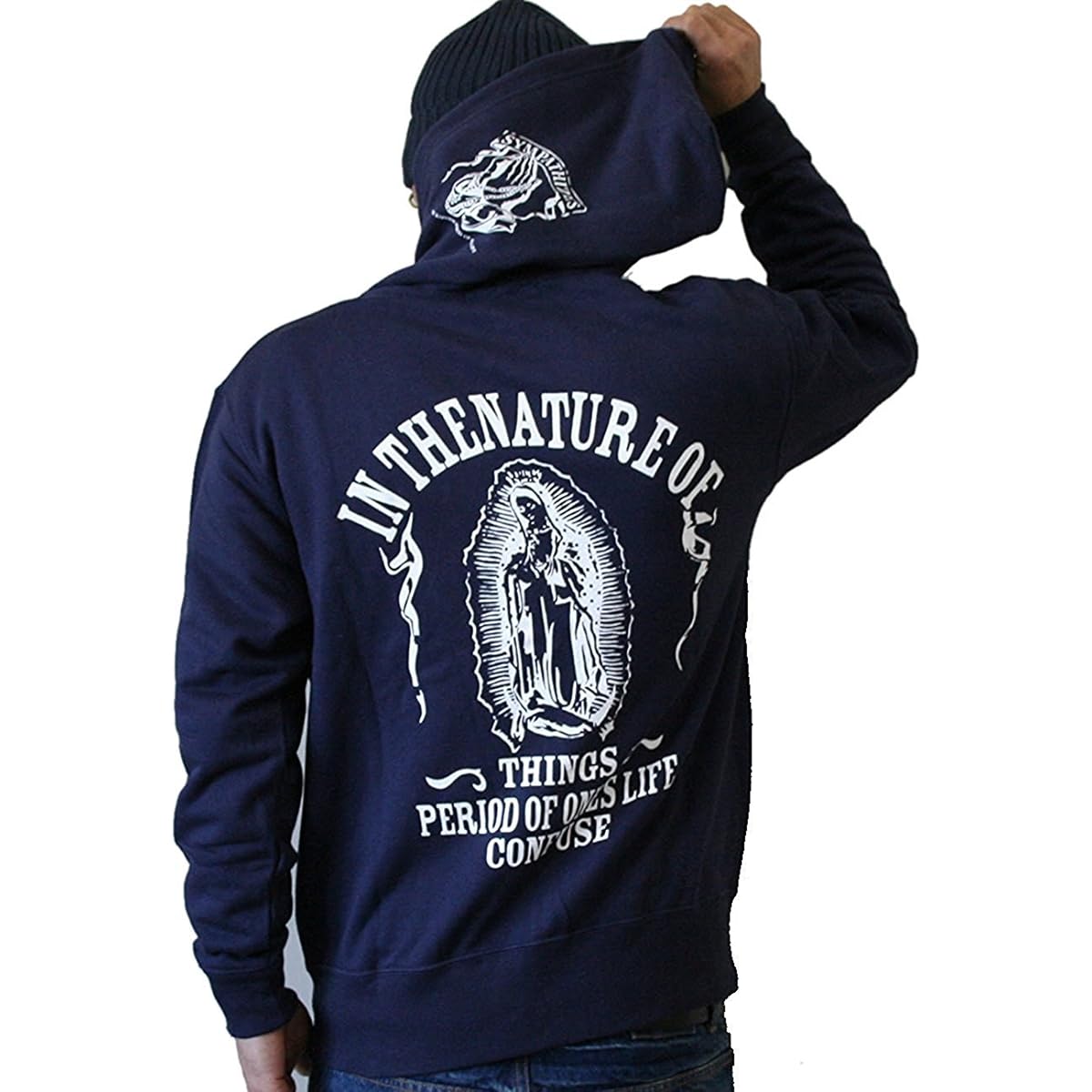 (Confuse) CONFUSE Hoodie Men's Sweatshirt Maria Print Zip Hoodie cf-rem-swziph-02