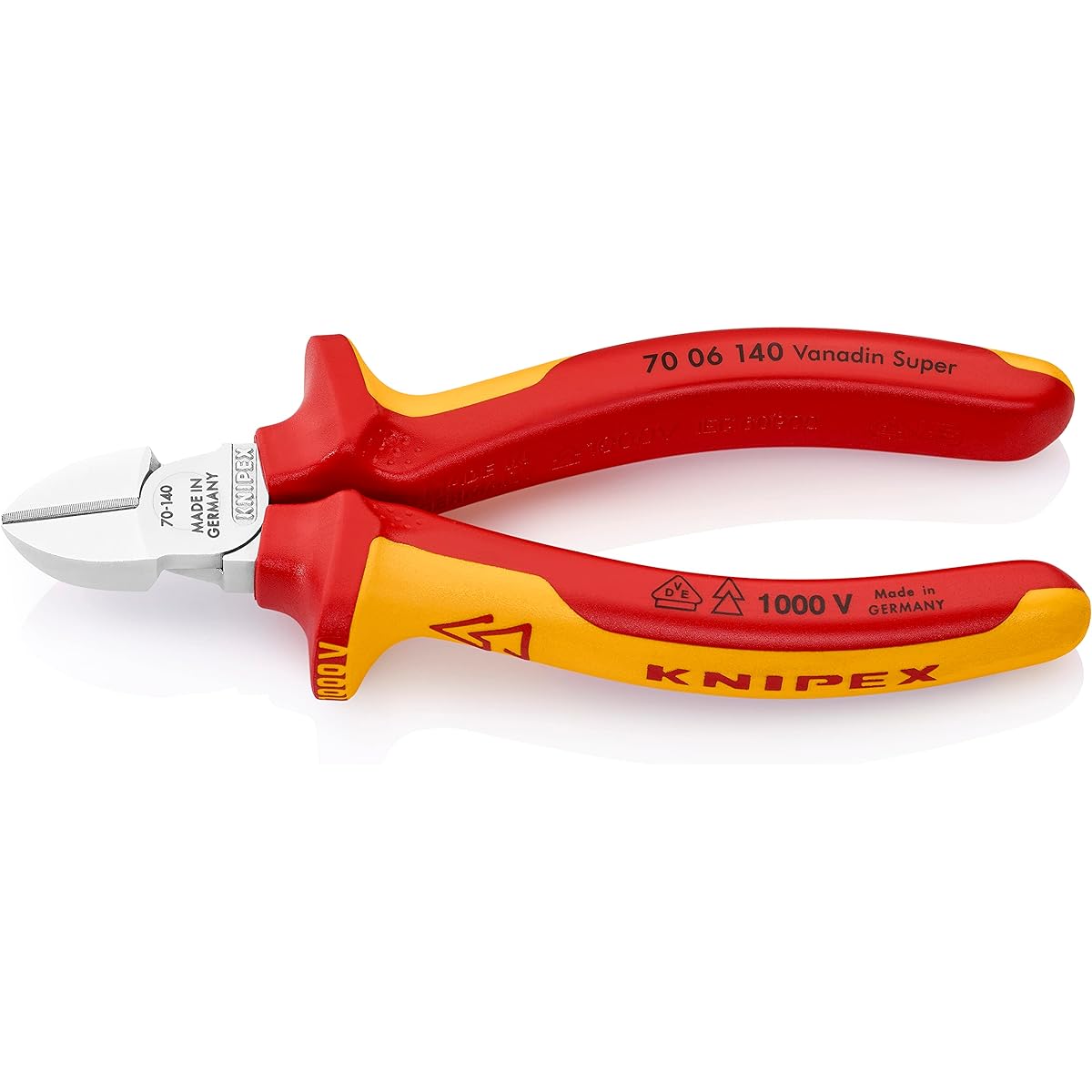 KNIPEX Insulated diagonal nipper 1000V insulation Total length 140mm 7006-140