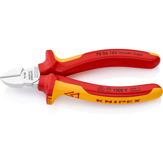 KNIPEX Insulated diagonal nipper 1000V insulation Total length 140mm 7006-140
