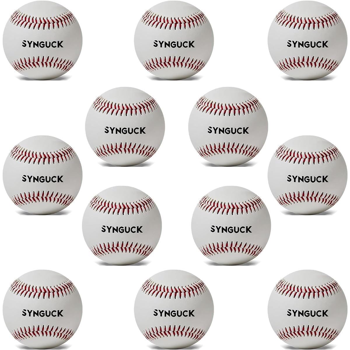 SYNGUCK Baseball Ball, Hard Baseball, Practice Ball, 12 Balls, PVC Leather, Baseball Ball, Pitching Practice, Pitching, Training Ball, Catch Ball, Practice Ball, High School Baseball, Kids, Juniors, Students, Adults, Club Activities