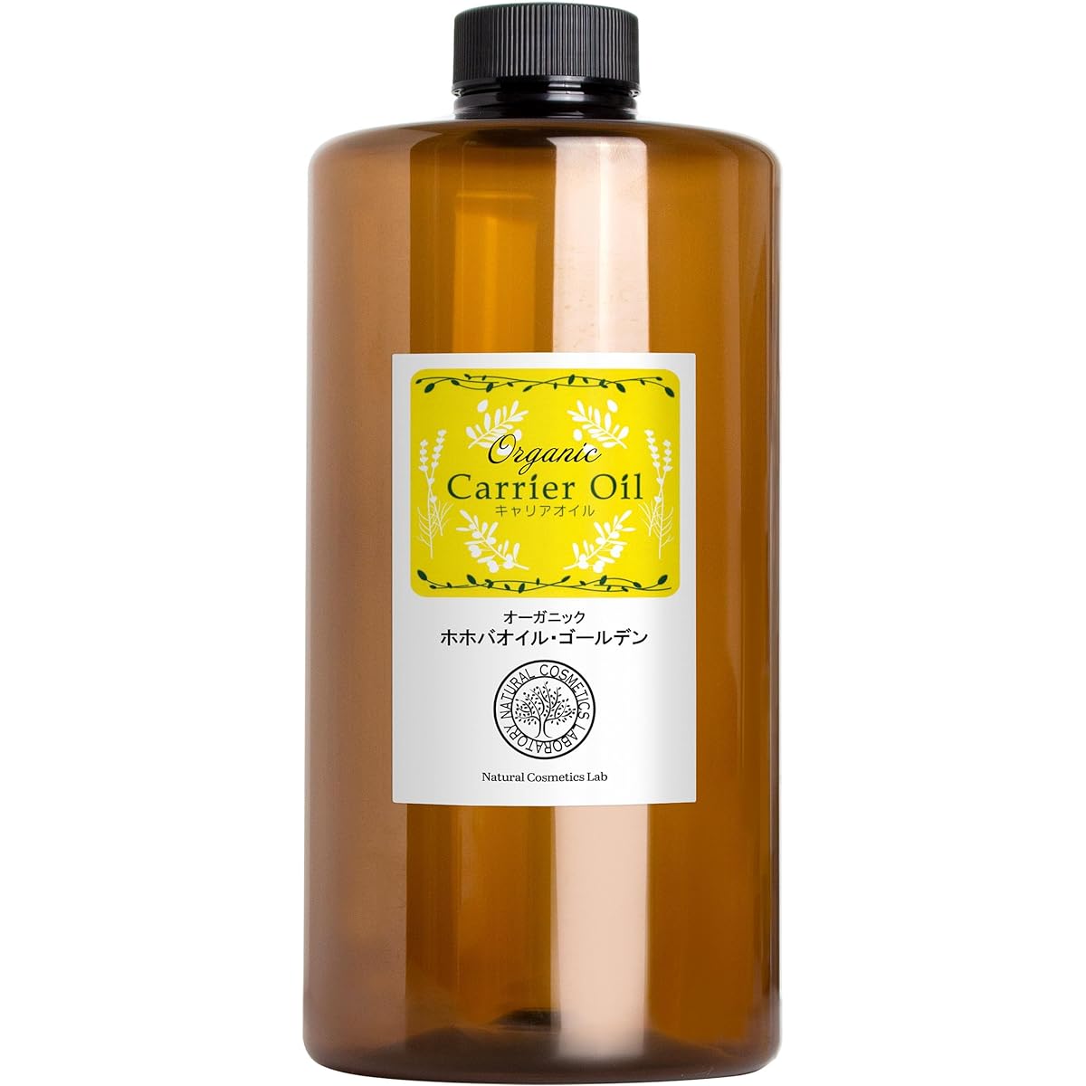 Natural Cosmetics Research Institute Organic Jojoba Oil Golden Additive-Free Beauty Oil Carrier Oil 1000ml in Light-shielding Plastic Bottle