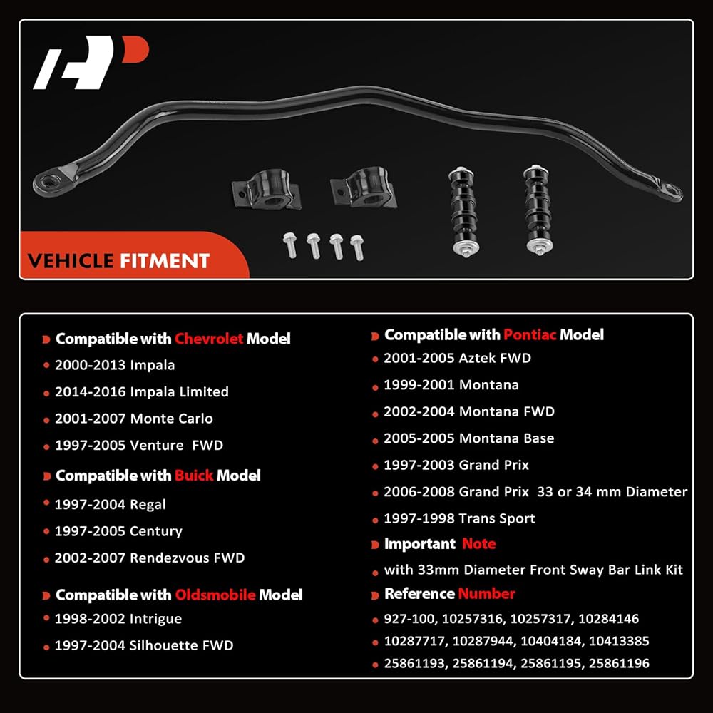 A-PREMIUM Stabilizer Bar Kit replacement Chevrolet Impala 2010-2013 Buick Legal Pontiac Grand Prix All the Front Diameter 33mm