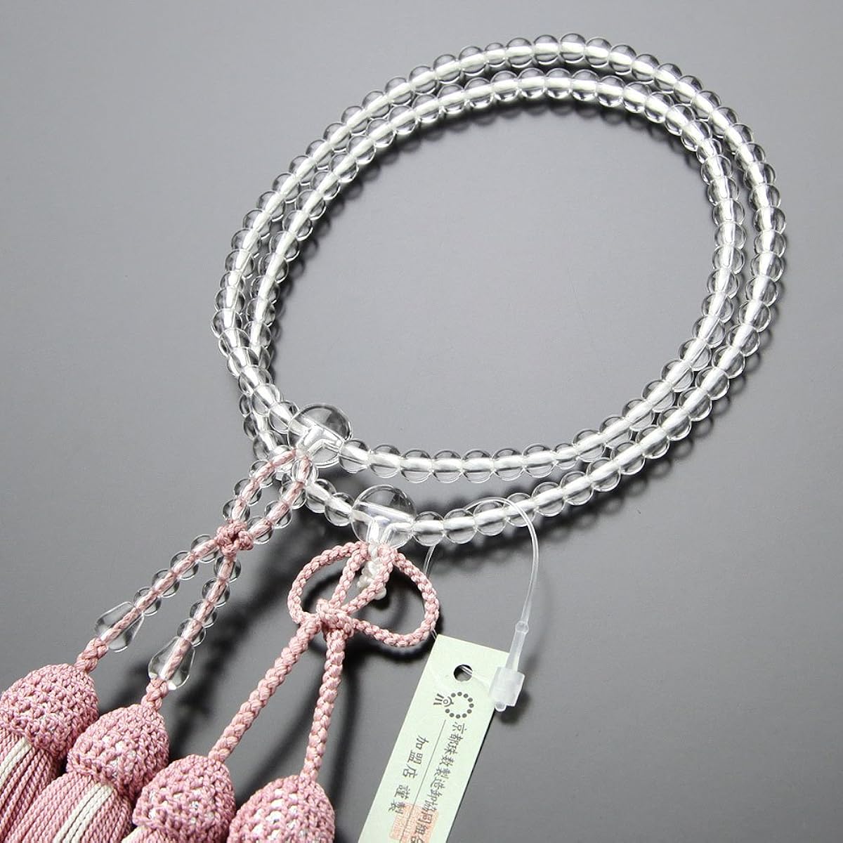 Pure Land Buddhist Buddhist Prayer Beads for Women, 8 inch Genuine Crystal, Pure Silk Basso, Kyoto, April Birthstone, 108 Beads, 8 Size, 2 Tiers, Buddhist Services, Funeral, Memorial Service, My Prayer Beads 102780011, Gift for Buddhist Purposes