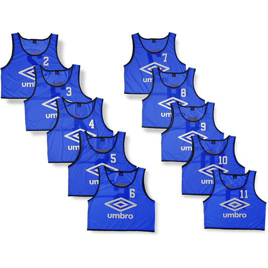 [Umbro] Bibs Set of 10, Numbered, with Bag, Soccer, Futsal, Basketball, Practice, Club Activities, Unisex BLU FREE