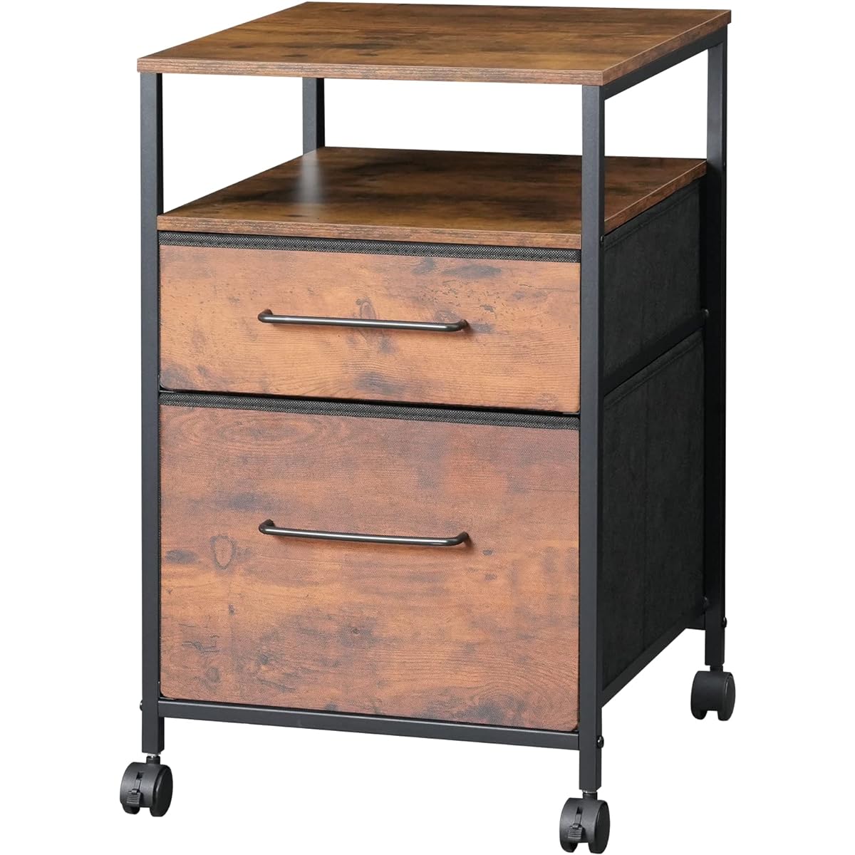 Maihail Cabinet Desk Wagon Side Wagon Side Table with Casters Cloth Office Wagon Sleeve Desk 3 Tiers Compatible with A4 Large Capacity with Casters Under Desk Storage Width 398 x Depth 398 x Height 655 mm Vintage