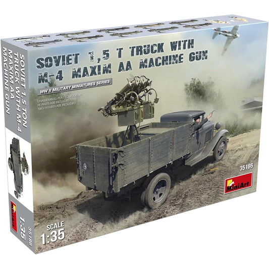 Miniart 1/35 Soviet 1.5 ton truck M-4 Maxim AA machine gun equipped plastic model MA35186