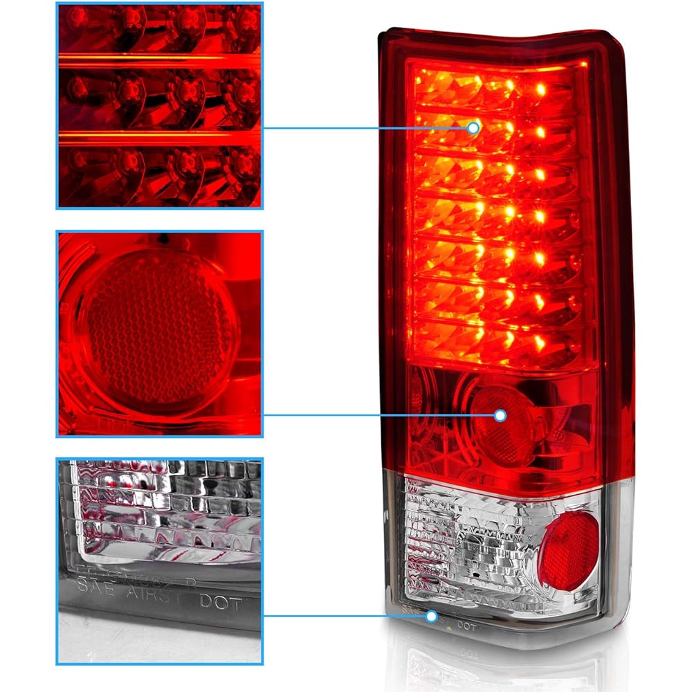 Crystal Red LED replacement tail light pair for Americilite Astro Safari VAN Pair Pair Seat side and driver's seat side
