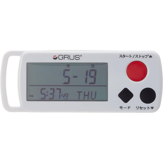 HATACHI GRUS Stride Length/Heart Rate Measurement Pedometer with Clock Function GRS002-01 WH6225