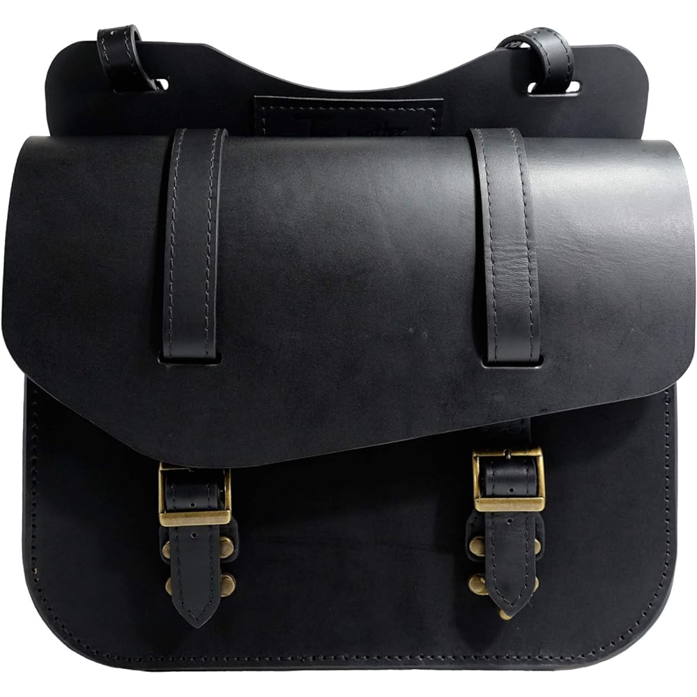 Terada Motors TM Leather Genuine Leather Saddle Bag Black M Size 8L [For Left Side of Vehicle] Inner Pocket for ETC Onboard Device One-Touch Open/Close Lock TMO/A-1M-BK-LS/Y